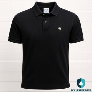 Brooks Brothers Black Supima Performance Polo Slim Fit Preppy Heritage Mens L